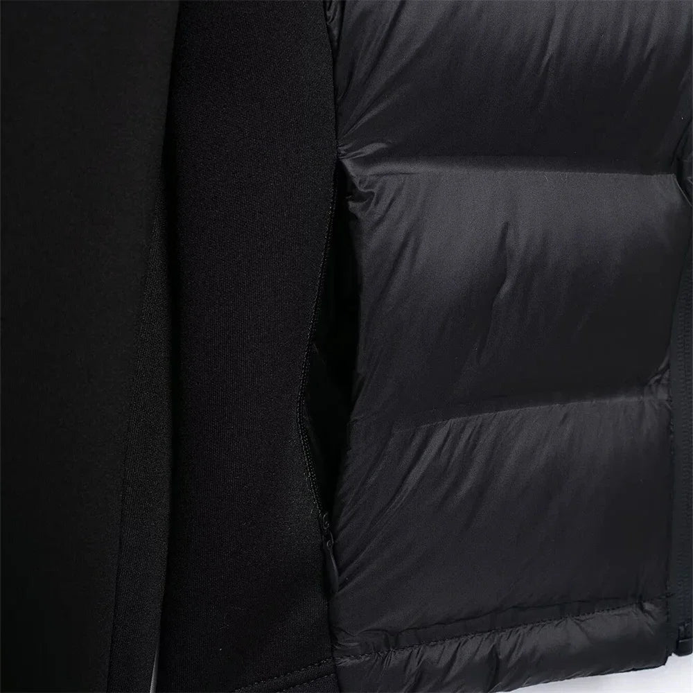 ZBZA Damenmode mit Kapuze, Neopren-Effekt, gespleißter, wattierter Jacke, hoher Kragen, lange Ärmel, verstellbare Kapuze, lässig, schmale Passform, warmer Mantel, Herbst/Winter, neue schicke Damen-Oberbekleidung.