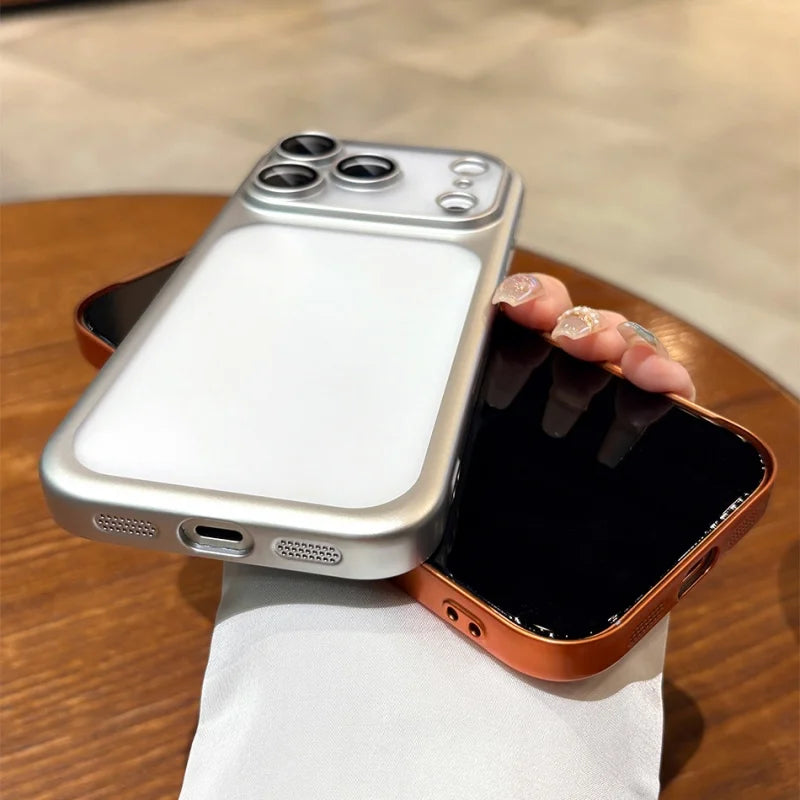 Plating Frosted Translucent Thin Phone Case For iPhone 17 Pro Max 17 Pro 17 Air 17 Series Official Cosmic Orange Bumper Cover.