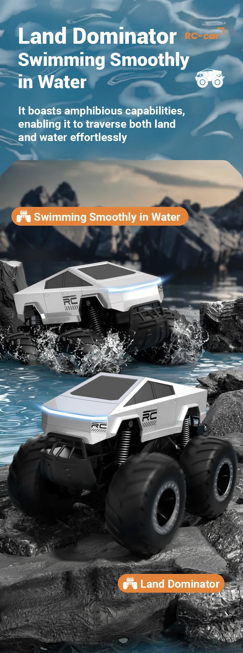 JJRC Auto Remote Control Car Alloy Rc Cars Trucks Vehicle Full-Scale Car Motorcycle Camping Trailer Toys for Boys Kids Children.