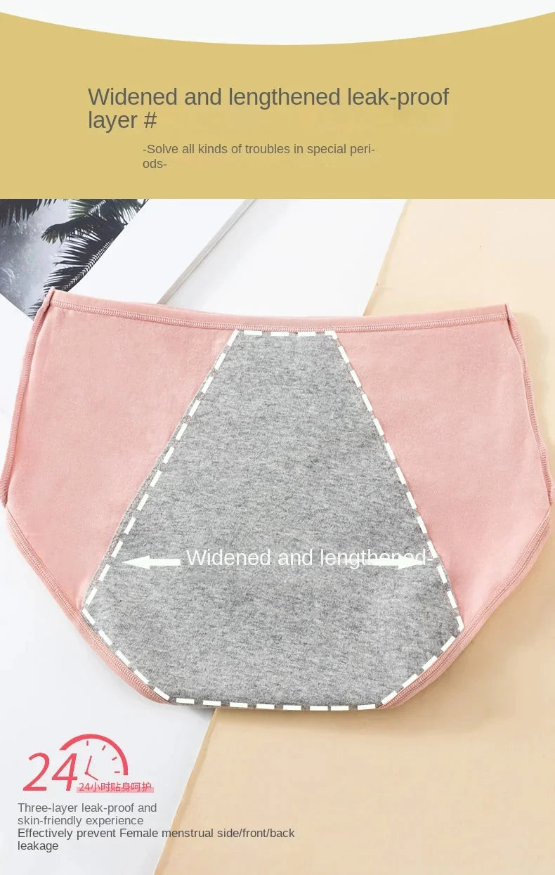 3PCS Cotton Menstrual Panties Leak Proof Breathable Cartoon cat Panties Woman Women Girls Physiological Pants Women's Intimates.