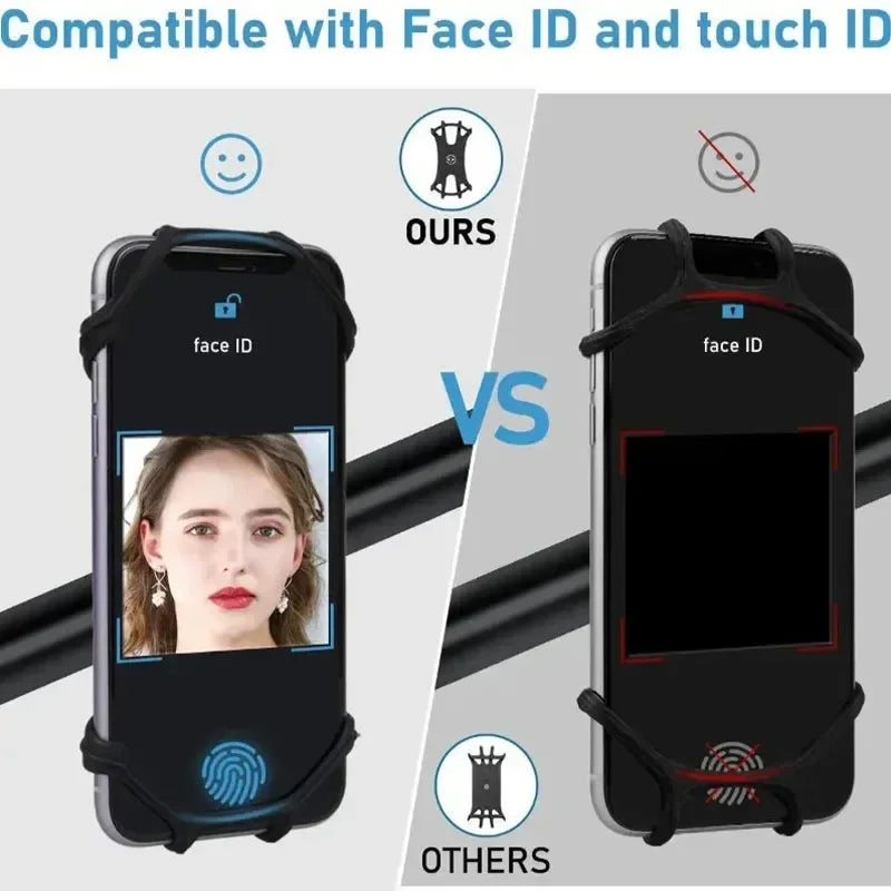 360 Rotatable Mobile Phone Bicycle Motorcycle Holder Bike Safe Bracket Silicone Support Silicone Pull Type For All Phone Stand.