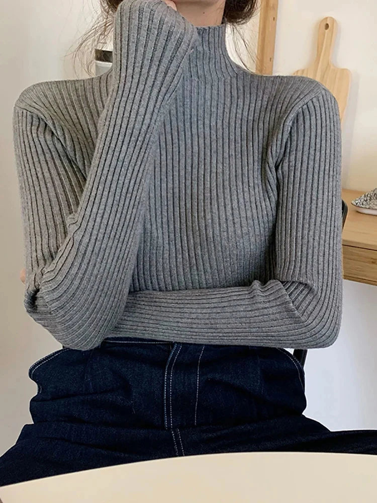 2026 chic Herbst winter Pullover Pullover Frauen Langarm casual rollkragen warme grundlegende Pullover stricken Jumper top