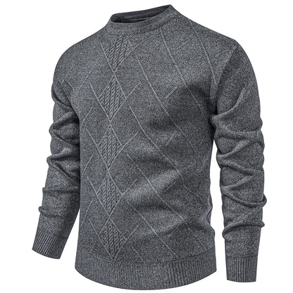 Autumn Winter Thick Knit Pullovers Men Solid Color Geometric Fashion Slim Fit Knitted Sweaters Mens Warm Casual Knitting Sweater.