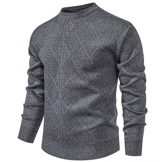 Autumn Winter Thick Knit Pullovers Men Solid Color Geometric Fashion Slim Fit Knitted Sweaters Mens Warm Casual Knitting Sweater.