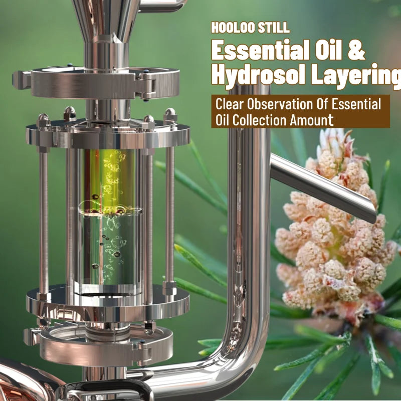 HOOLOO DW 25/50 Distiller Home Copper Still Hydrosol & Essential Oil Extractor Distillation Kit Multifunctional Distiller.
