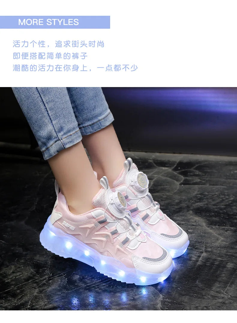 Children Fashion Kids Led Shoes for Girls Usb Charging Sneakers Outdoor Sport Footwear Boys Luminous Shoes 2023 Glowing Sneakers.