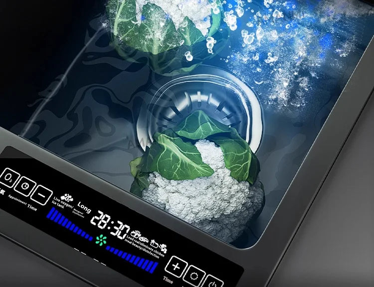 Stainless Steel Smart Water Catalyst Sinks large Double slot Purification Sterilized Fruit Dishwashing Kitchen Sink