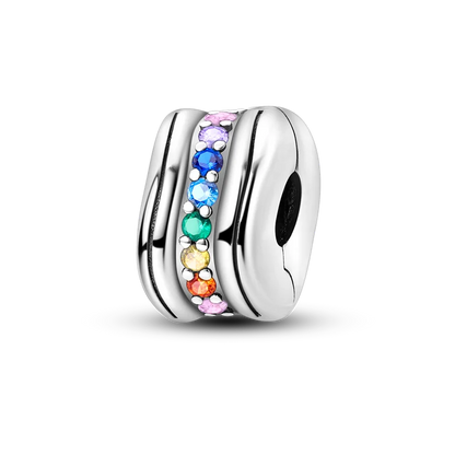 Silver Clasp 925 Sterling Silver CZ pave Clip Charms Daisy Beads Stopper Safety Chain fit Original Bangle Bracelet Jewelry Clip