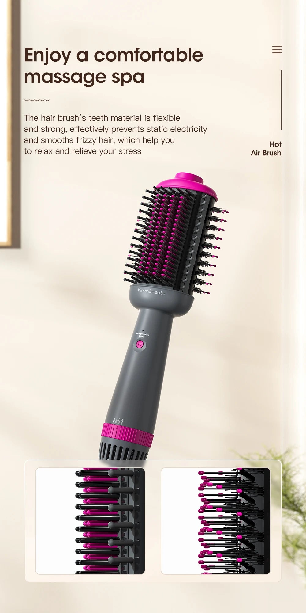 Kinseibeauty Professional hair stylist salon hair dryer curling iron hair equipment straightening electric comb three speed mode.