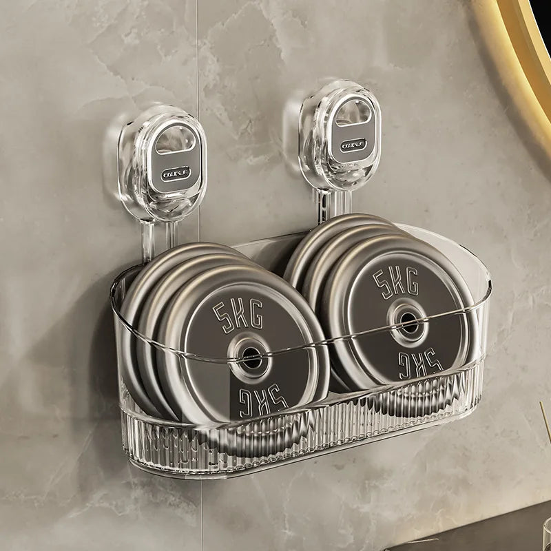 Saugnapf-Aufbewahrungsregal für Badezimmer, stanzfreie, an der Wand montierte Aufbewahrungsbox, kann abnehmbar werden, leerer Aufbewahrungskorb für Toilettenspüle