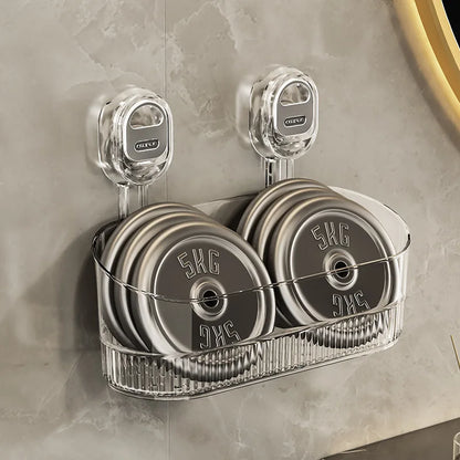 Saugnapf-Aufbewahrungsregal für Badezimmer, stanzfreie, an der Wand montierte Aufbewahrungsbox, kann abnehmbar werden, leerer Aufbewahrungskorb für Toilettenspüle