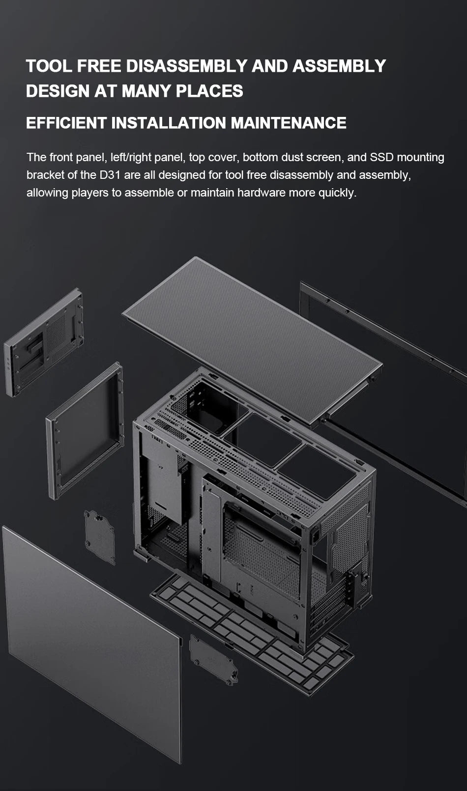 JONSBO Pinecone D31 M-ATX Computer Case Mesh Side Transparent ATX With Display Screen Games Chassis Support 360 Water Cooling