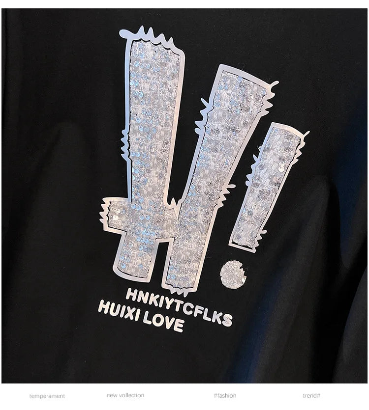 175kg plus size Damen büste Frühling Herbst loser Rundhals ausschnitt Langarm bedrucktes Sweatshirt schwarz lila 5xl 6xl 7xl 8xl 9xl