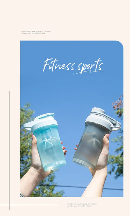 Shake Cup Sports Fitness Water Bottle Milkshake Cup Sports Plastic Water Cup Creative Plastic Drinking Cup Protein Powder Cup