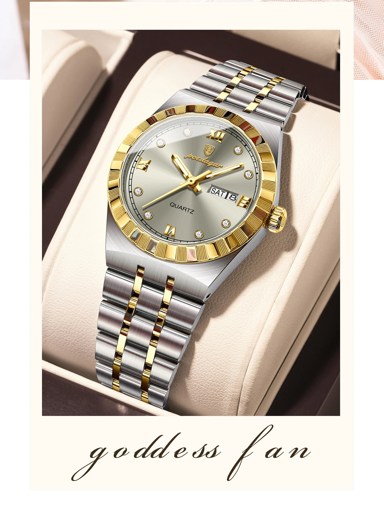 POEDAGAR Luxury Original Ladies Watch Luminous Waterproof Week Date Woman Wristwatch Stainless Steel Women Quartz Watches Female.