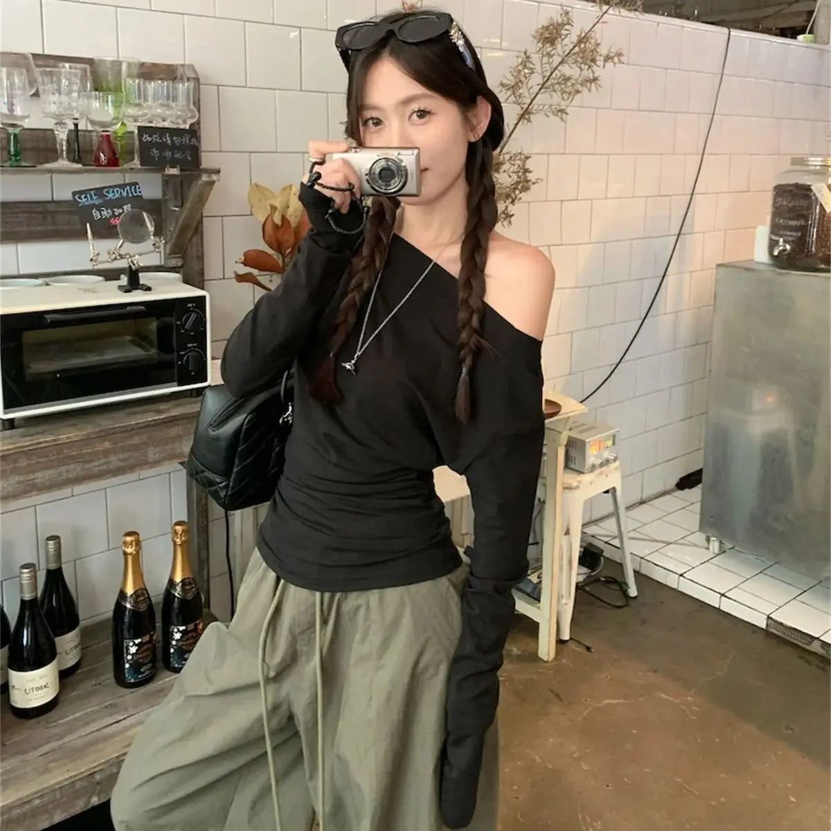 Women Sexy Off Shouder Tops 2025 Fashion New In Y2k Hot Girl Slim Long Sleeve Shirts Solid Autumn Spring Chic T-shirt Streetwear.