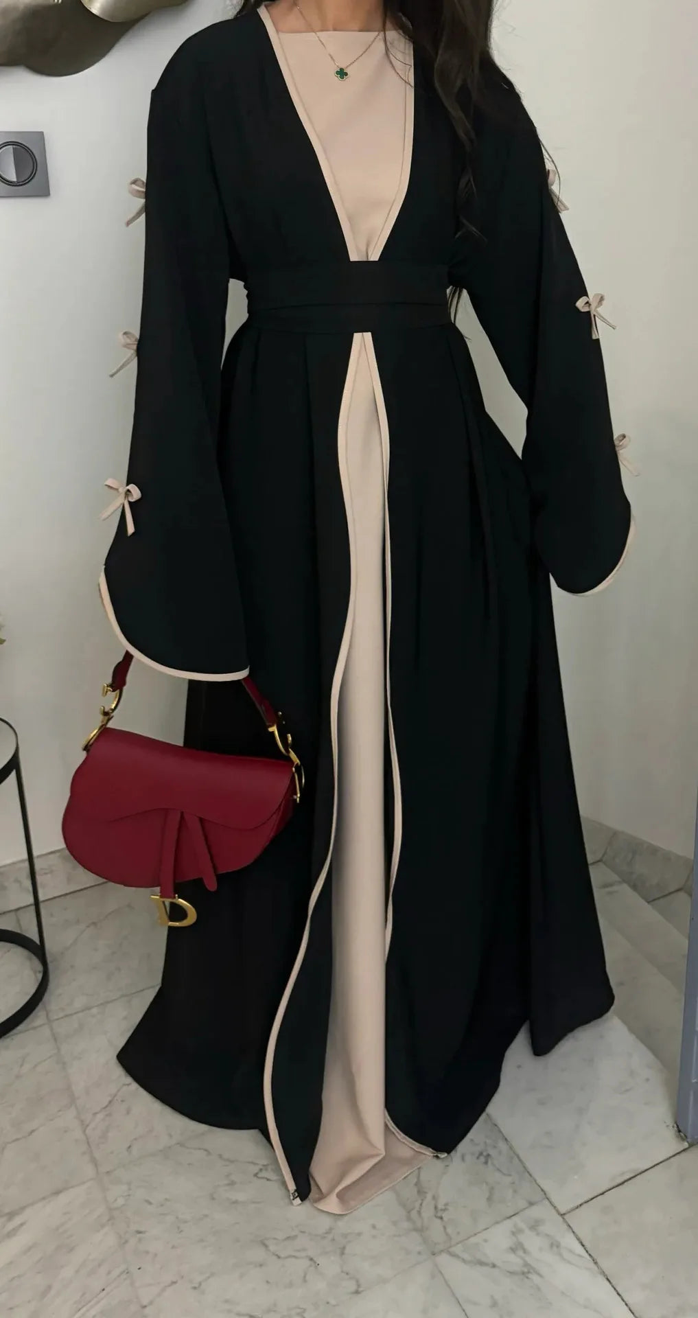 Eid Bow Abaya Women Cardigan Dress Muslim Party Caftan Robe Jalabiya Morocco Dubai Kaftan Islam Vestidos Largos Ramadan 2025.