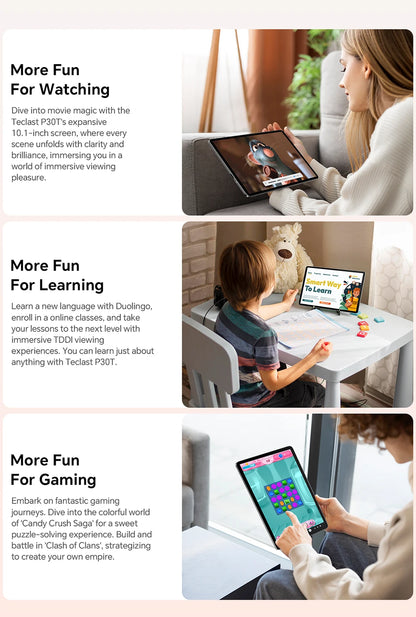 Teclast P30T Set 10" Tablet Android 14 Max 12Gb Ram 128Gb Rom T606 8-Core All-In-One Keyboard/Case/Mouse/Stylus/Headphone/Stand.