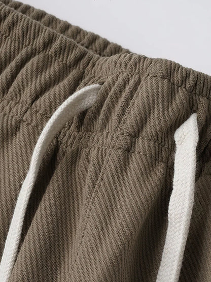 65% Cotton Twill Baggy Casual Jogger Pants Men 380g Anti-wrinkle Work Wear Trousers Outdoor Sport Sweatpants Breathable Knitted.