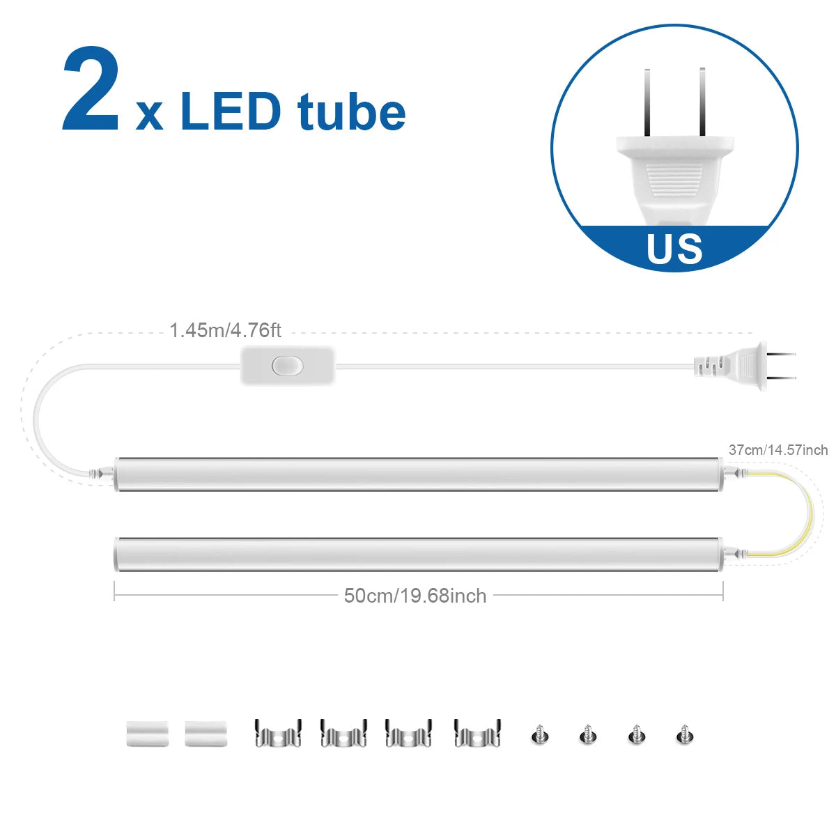 15W T5 LED Tube Light 110V 220V 50CM High Quality Integrated Wall Lamp for Home Kitchen Cabinet Warehouse Garage,No/EU/US Plug.
