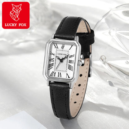 Fashion Rectangle Quartz Wrist Watch for Women Luxury Brand Roman Dial Leather Strap  Ladies Watches Clock.