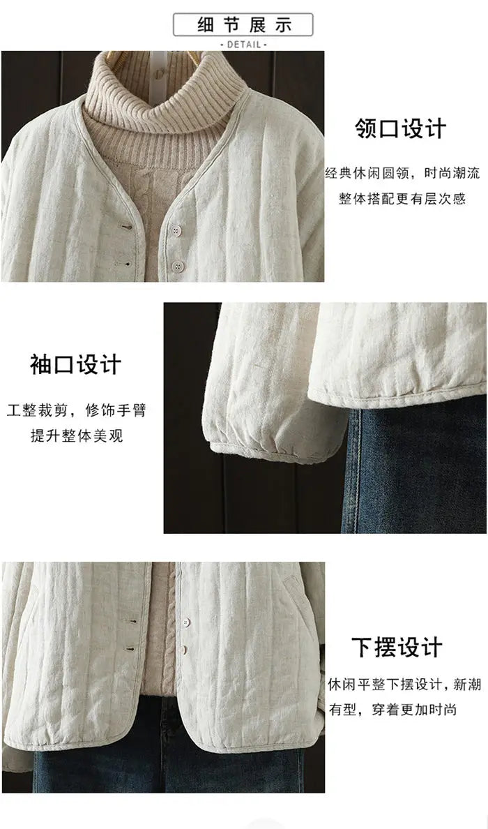 2023 Retro Kunst Winter kurze Jacke Frauen einfarbig personal isierte vielseitige lose lässige Baumwoll mantel geste ppte Tops z4260.