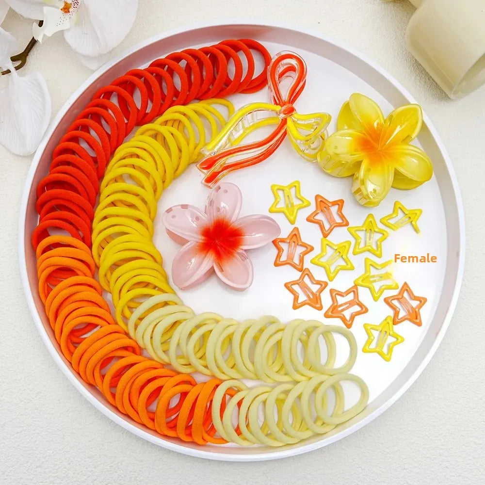 High Elasticity Durable Hair Accessories Butterfly Knot Egg Flower Combination Hair Clip Set for Women Girls Children Babies.