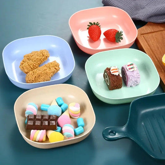 10pcs Multi-function Spit Bone Dish Food Grade Plastic  Round Square Set Dining Table Garbage Plate  Household Snack Fruit Plate.