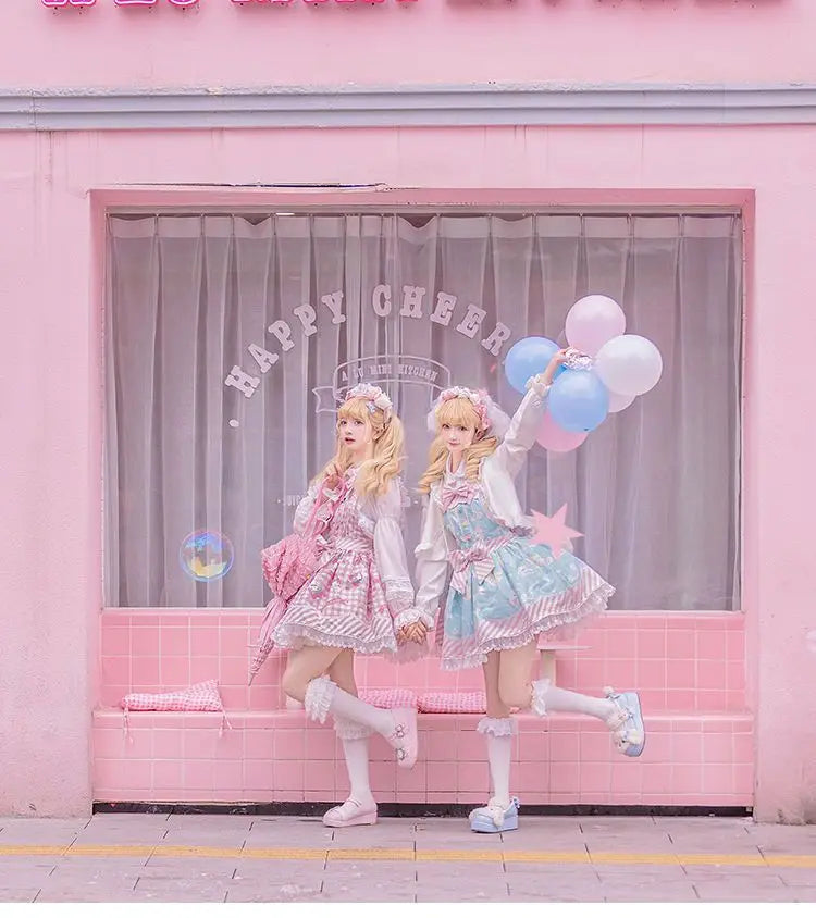 Anime My Melody Lolita Kleid Cinnamoroll Prinzessin Kleid Kuromi Süßer süßer Druck Schleife Spitze Party Trägerkleid Kawaii Academy Kleid.