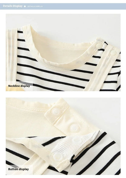 Sommer Baby Overall Cartoon Winnie the Pooh Bequeme Strampler für 0-2 Jahre alte Jungen Mädchen Streifen Kurzarm Bodys.