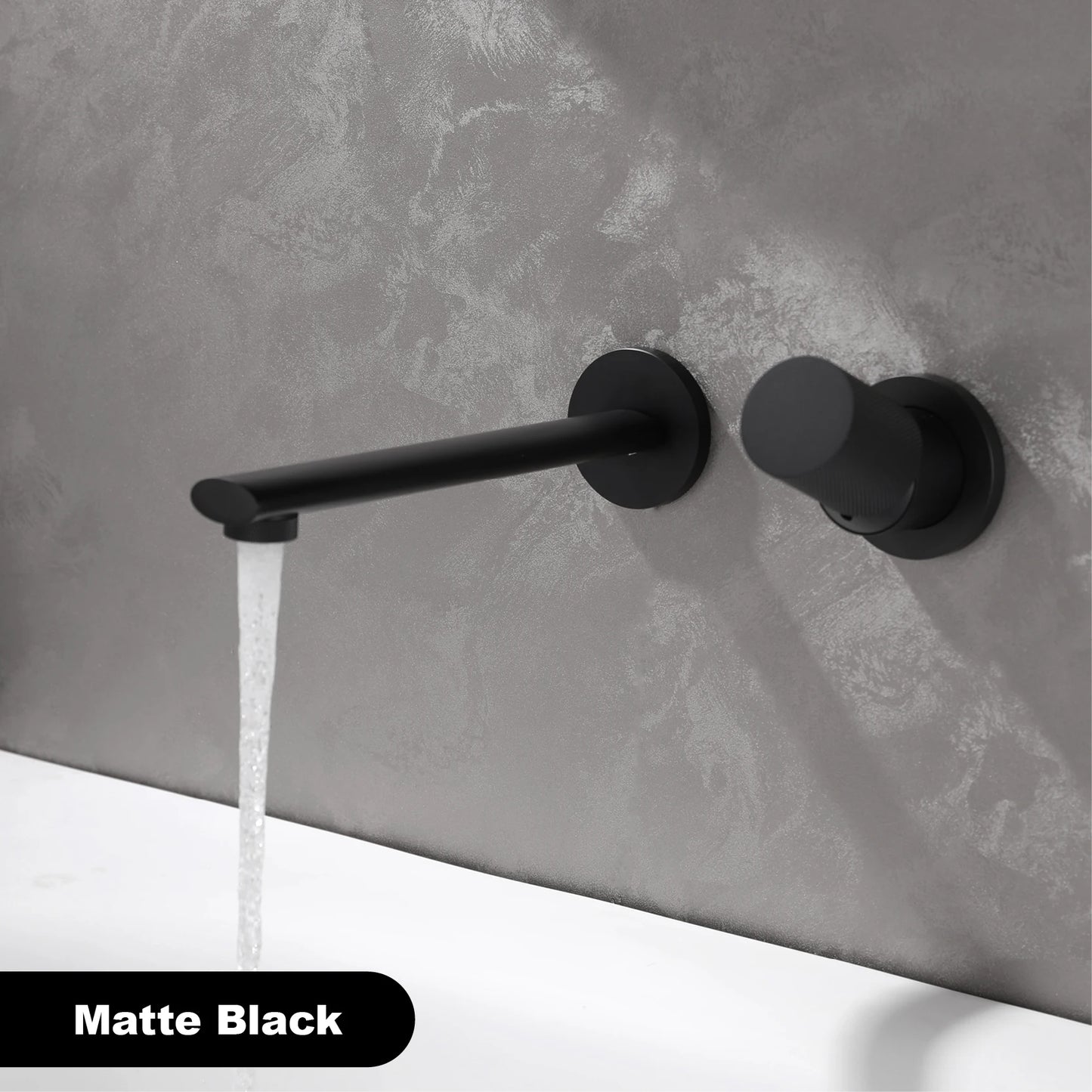 Luxury brushed gold brass wall mounted adjustable water volume bathroom faucet Embedded design for hot and cold water basin Tap