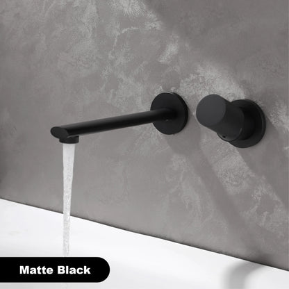 Luxury brushed gold brass wall mounted adjustable water volume bathroom faucet Embedded design for hot and cold water basin Tap