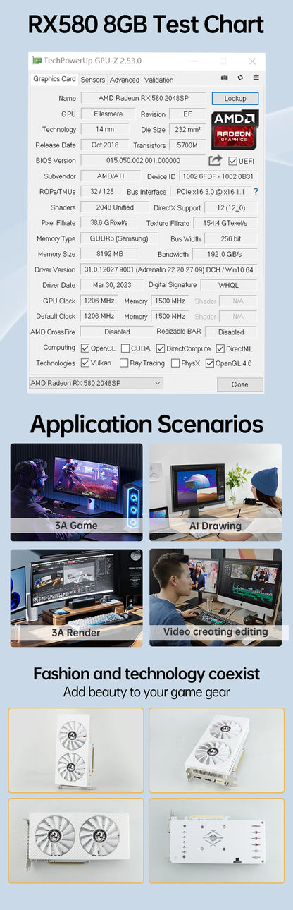 SOYO Graphics Cards Radeon RX580 8G & RX550 4G Video Gaming Card PCIE3.0x16 GPU Desktop Computer Components AMD RX 580 8G.