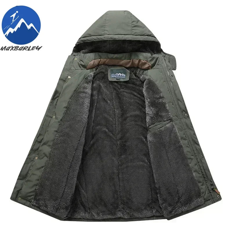 Winter Parka Men Windbreaker Fleece Thick Warm Fur Coats Male Retro Hooded Streetwear Overcoats Men's Windproof Jackets 6xl.