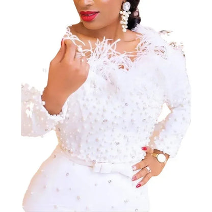 Perlen Scheide sexy Kleid Frauen sexy Slash Kragen Bodycon Midi-Kleid solide hohe Taille Trend schulter freie Scheide Party kleider.