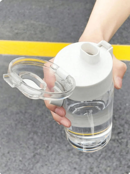 Portable Plastic Water Bottle Sports Fitness Large Capacity Transparent Cup with Tea Compartment Outdoor Anti-drop Water Bottle.