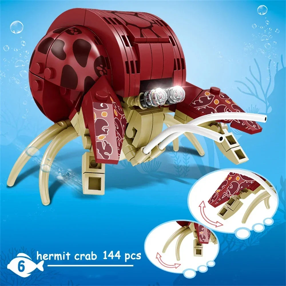 King crab Realistic Educational Ocean Creature Model Building Blocks Toys Easy Assembly,Ideal Holiday Gift for Kids Birthday.