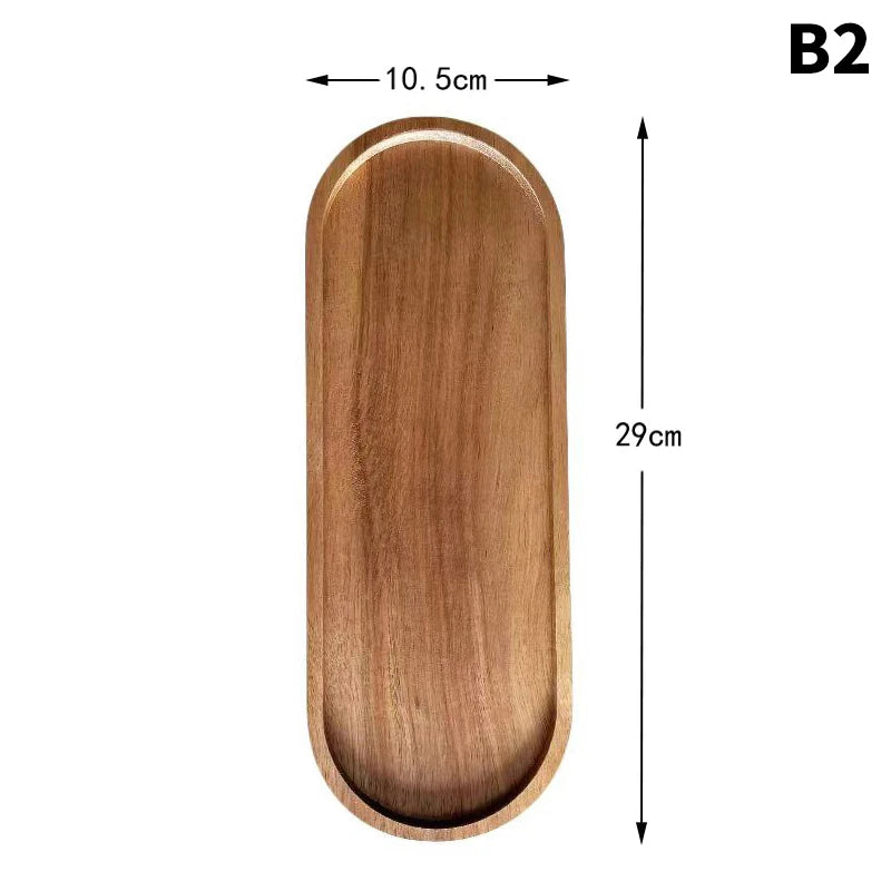1PC Wooden Serving Trays Oval Wood Tray Platters for Serving Food Dishes Dinner Plates Solid Wood Round Dessert Plate.