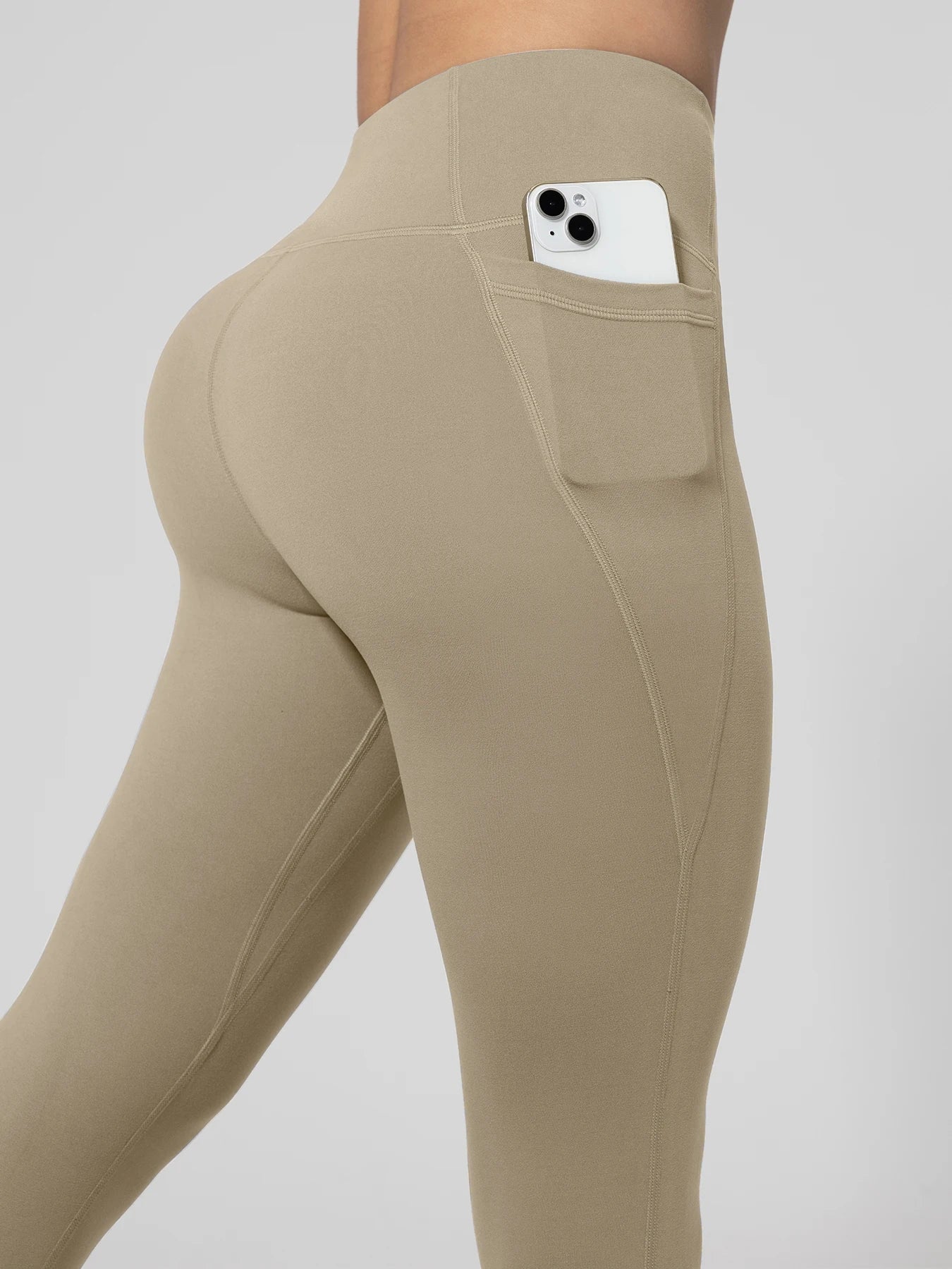 Nahtlose Damen-Leggings mit Taschen, einfarbig, hohe Taille, Po-Lifting-Strumpfhose, schlanke elastische Leggings, Sportbekleidung | H&D Shop