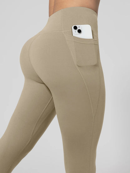 Nahtlose Damen-Leggings mit Taschen, einfarbig, hohe Taille, Po-Lifting-Strumpfhose, schlanke elastische Leggings, Sportbekleidung | H&D Shop