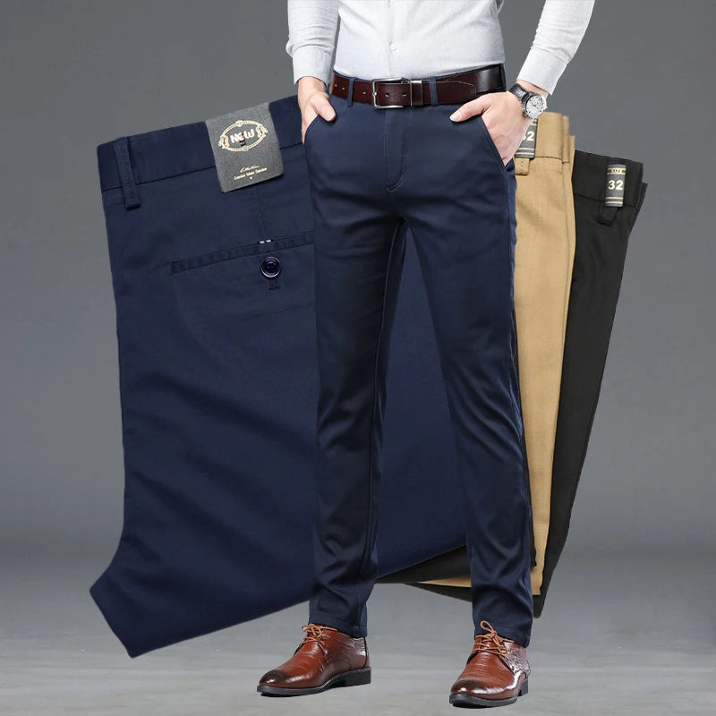 Spring Summer Thin Business Casual Pants Mens Straight Stretch Korean Classic Office Trousers Fashion Male Clothing Size 28-40.