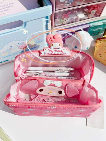 Sanrio Cinnamoroll Federmäppchen mit großem Fassungsvermögen, Hello Kitty Kuromi Melody, Kosmetiktaschen, Schreibwarentasche, Stiftbox, Schulbedarf.