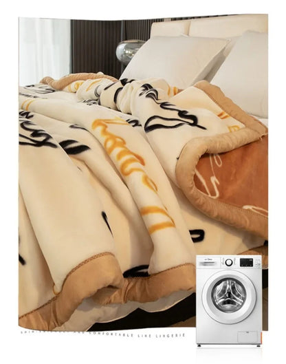 Double-deck Thickening Blanket Winter Dormitory Siesta Plush Fur Quilt Keep Warm Soft Comfortable Coral Fleece Sheet Bed Cover.