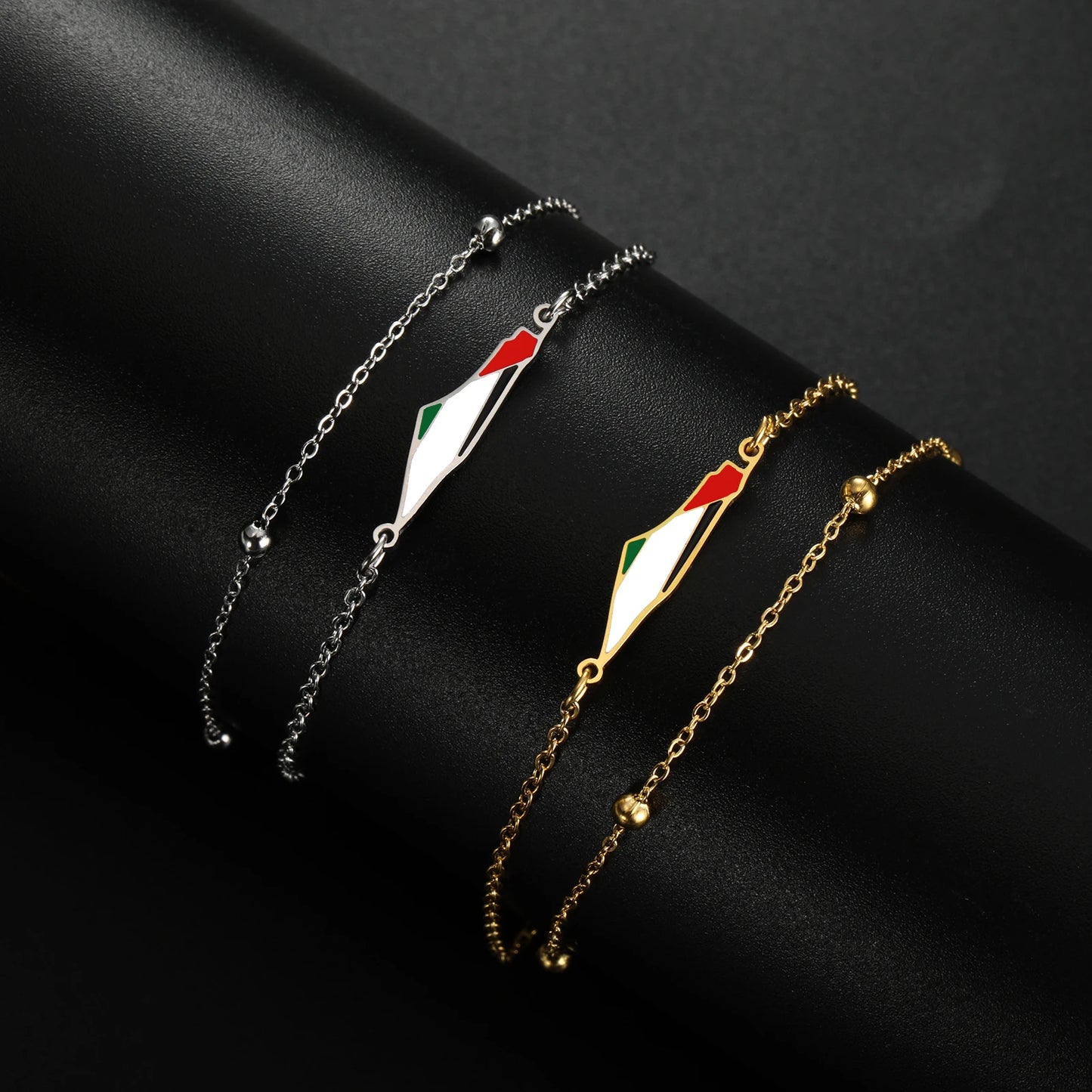 COOLTIME Palestine Map Charm Women Bracelets Stainless Steel Adjustable Double Layer Men Geography Bracelet jewelry Wholesale.