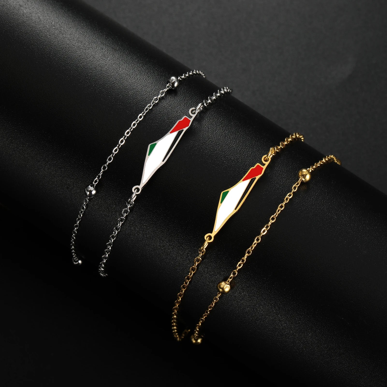 COOLTIME Palestine Map Charm Women Bracelets Stainless Steel Adjustable Double Layer Men Geography Bracelet jewelry Wholesale.