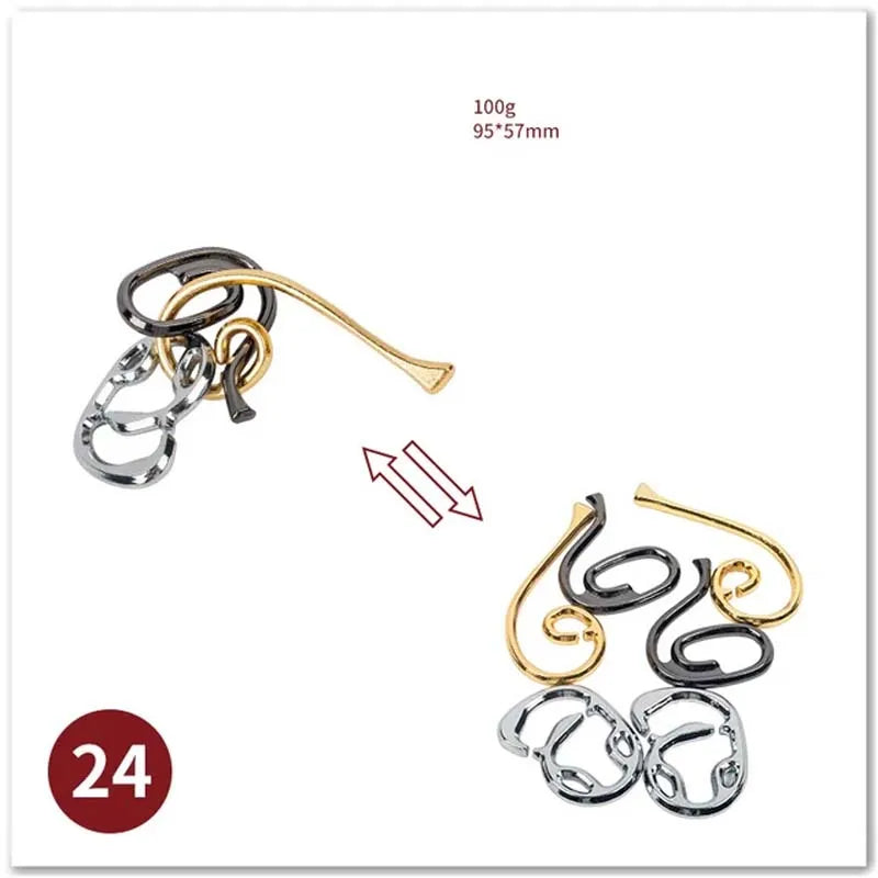 Classic IQ Metal Brain Magic Baffling Puzzles Game Toys for Children Adults Funny Gifts.