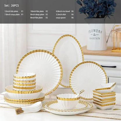 1pcs Upgrade white porcelain plates for food, dinner dishes, salad, soup bowls, ceramic porcelain plates, and tableware