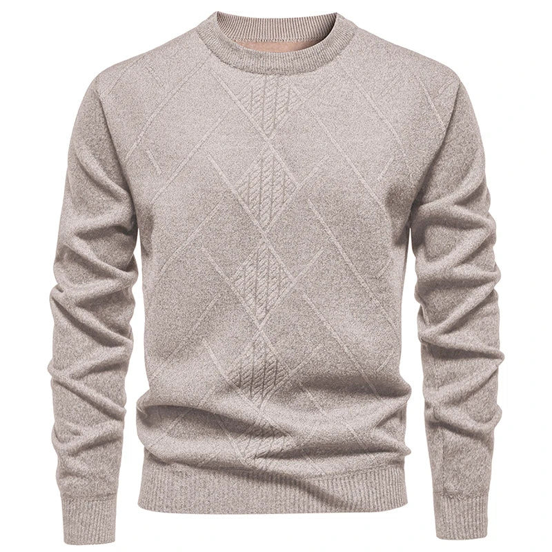 Autumn Winter Thick Knit Pullovers Men Solid Color Geometric Fashion Slim Fit Knitted Sweaters Mens Warm Casual Knitting Sweater.