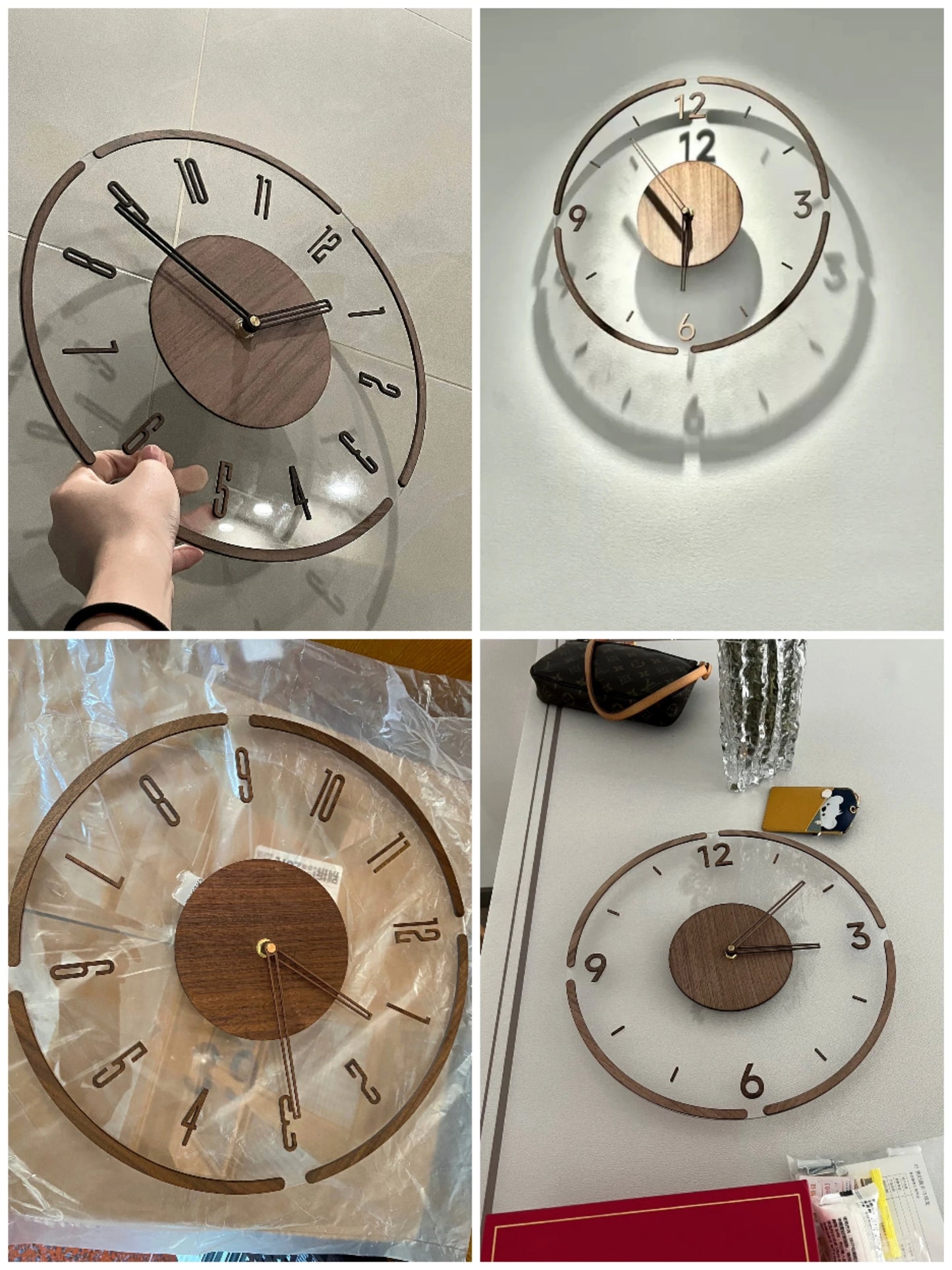 35 cm Wanduhr Wohnkultur Massivholz Kreative Stille Quarzuhr Wohnzimmer Dekoration Stumm Nordic Wanduhr X-Space