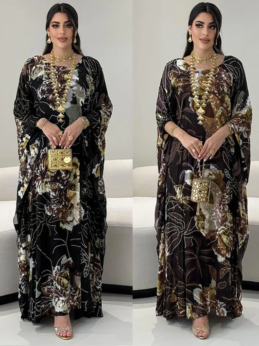 Muslimischen Kleid für Frauen Chiffon Diamant Party Abaya Kleider Arabischen Lange Robe Marokko Dubai Kaftan Vestidos Jalabiya Ramadan Eid.